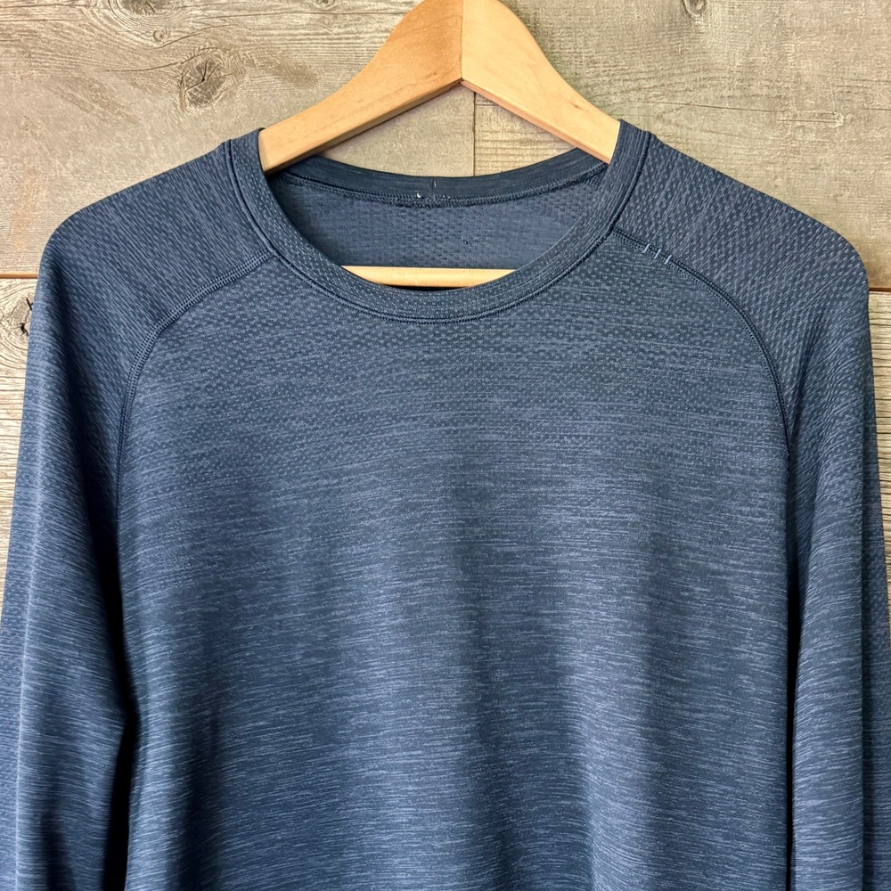 Lululemon Mens Metal Vent Tech Shirt L Blue Heather Performance Run Gym Athletic